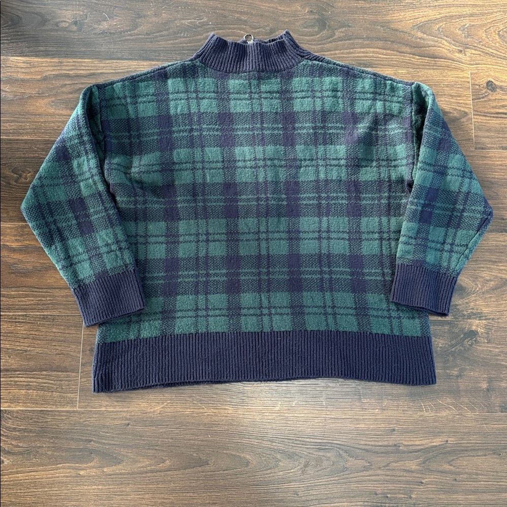 Talbots half zip plaid merino wool sweater - Picture 7 of 10